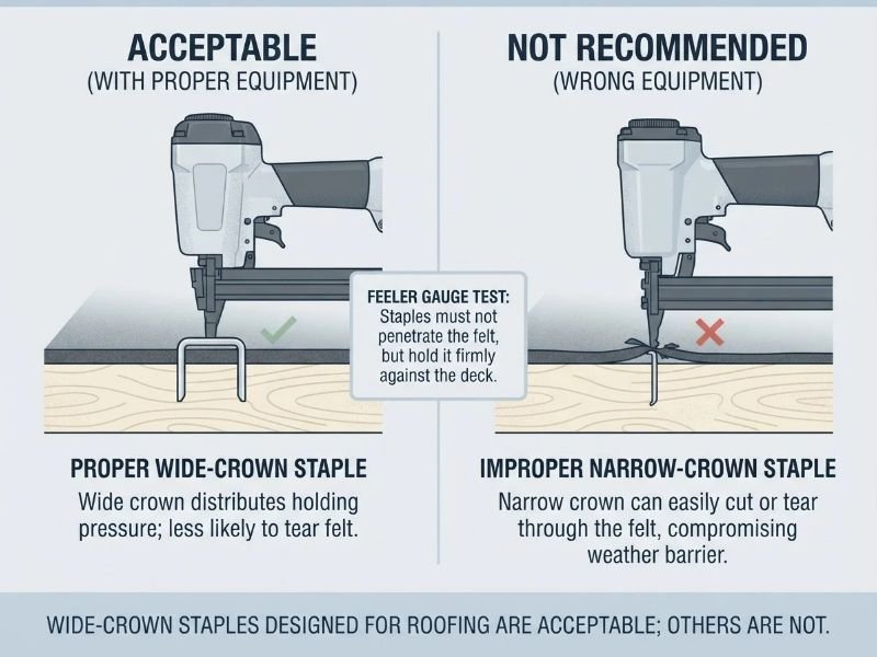 Are Staples Ever Acceptable for Roofing Felt?