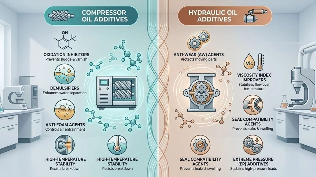 Compressor Oil vs Hydraulic Oil Additives