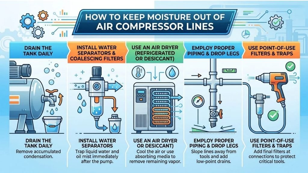 How to Keep Moisture Out of Air Compressor Lines