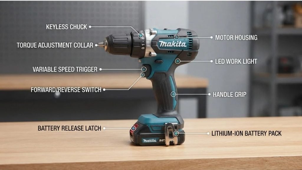 Identify the Main Parts of the Drill