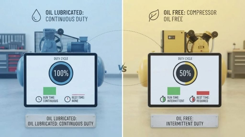 Oil vs Oil Free Air Compressor Duty Cycle