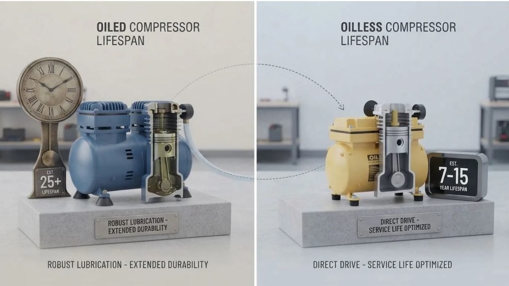 Oiled vs Oilless Air Compressor Lifespan