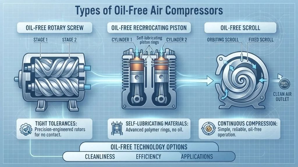 Types of Oil-Free Air Compressors