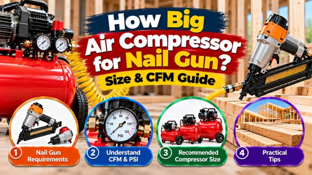 How Big Air Compressor for Nail Gun: Size & CFM Guide