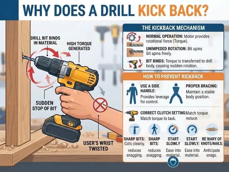 Why Does a Drill Kick Back?